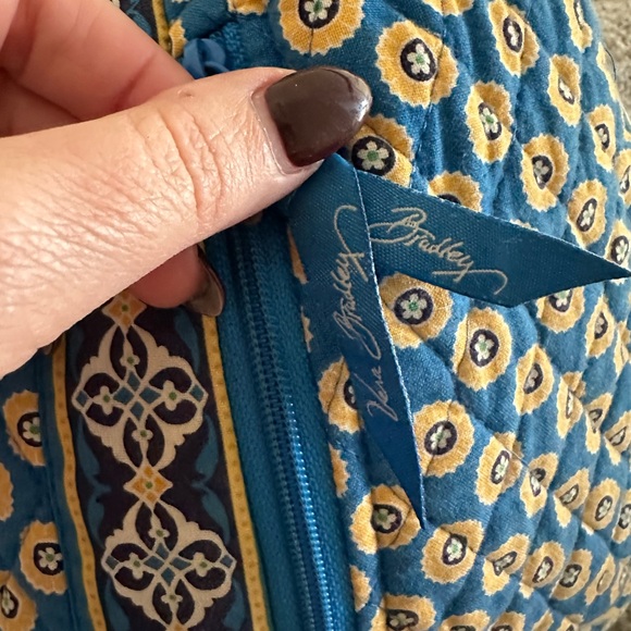 Vera Bradley Blue and Yellow Patterned Drawstring Backpack - Picture 2 of 3